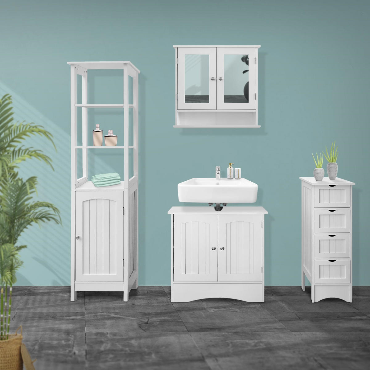 BADEZIMMERSCHRANK Weiß 40/160/32 cm - Weiß, Holzwerkstoff (32/160/40cm) - ML-DESIGN