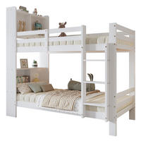 ETAGENBETT 90/200 cm in Weiß mit Regalen und rechtwinkliger Leiter - Weiß, Holzwerkstoff (90/200cm) - BEAOK