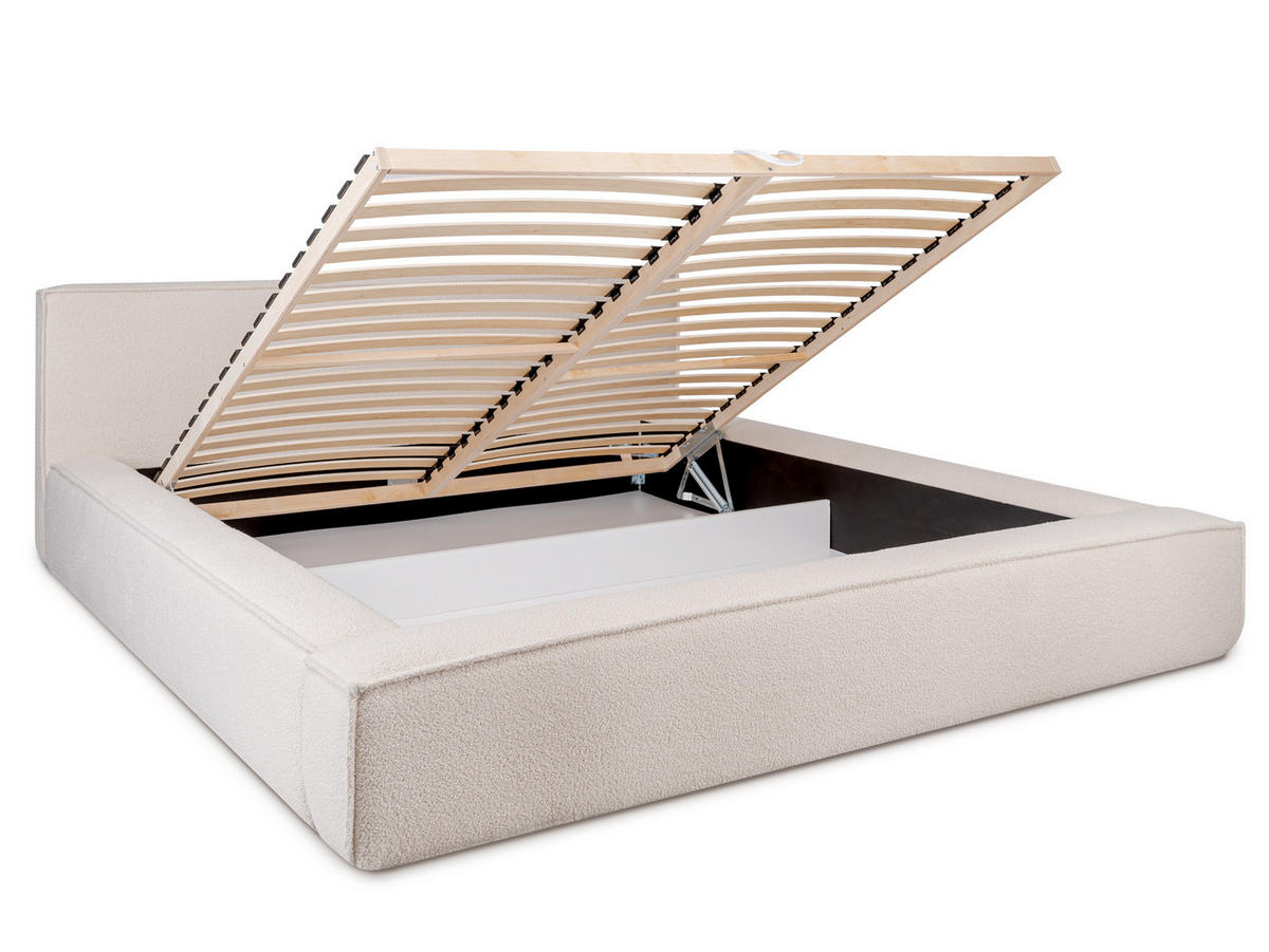 POLSTERBETT Marla Hellbeige 160/200 cm Boucle mit Bettkasten - Beige, Holz/Textil (160/200cm) - wonello