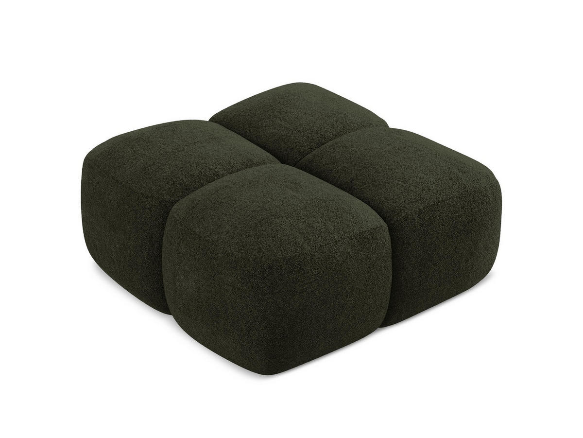 POUF Chenille Stoff Grün - Dunkelgrün/Schwarz, Holzwerkstoff/Kunststoff (90/39/90cm) - Makamii