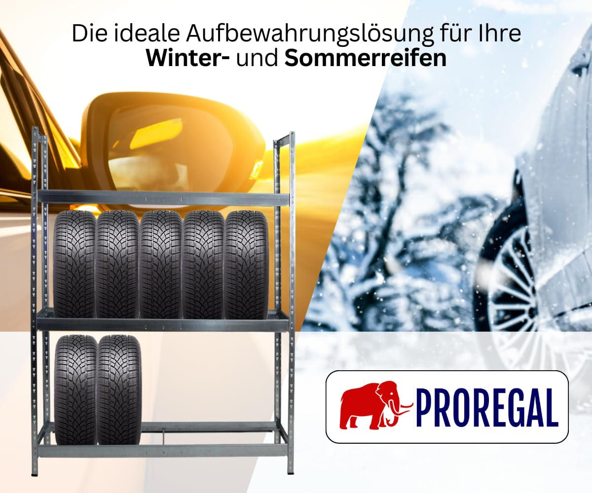 REIFENREGAL Tiger XL 200x150x45 cm 300 kg Fachlast bis zu 18 Reifen auf 3 Ebenen Verzinkt - Silberfarben, Metall (150/200/45cm) - PROREGAL