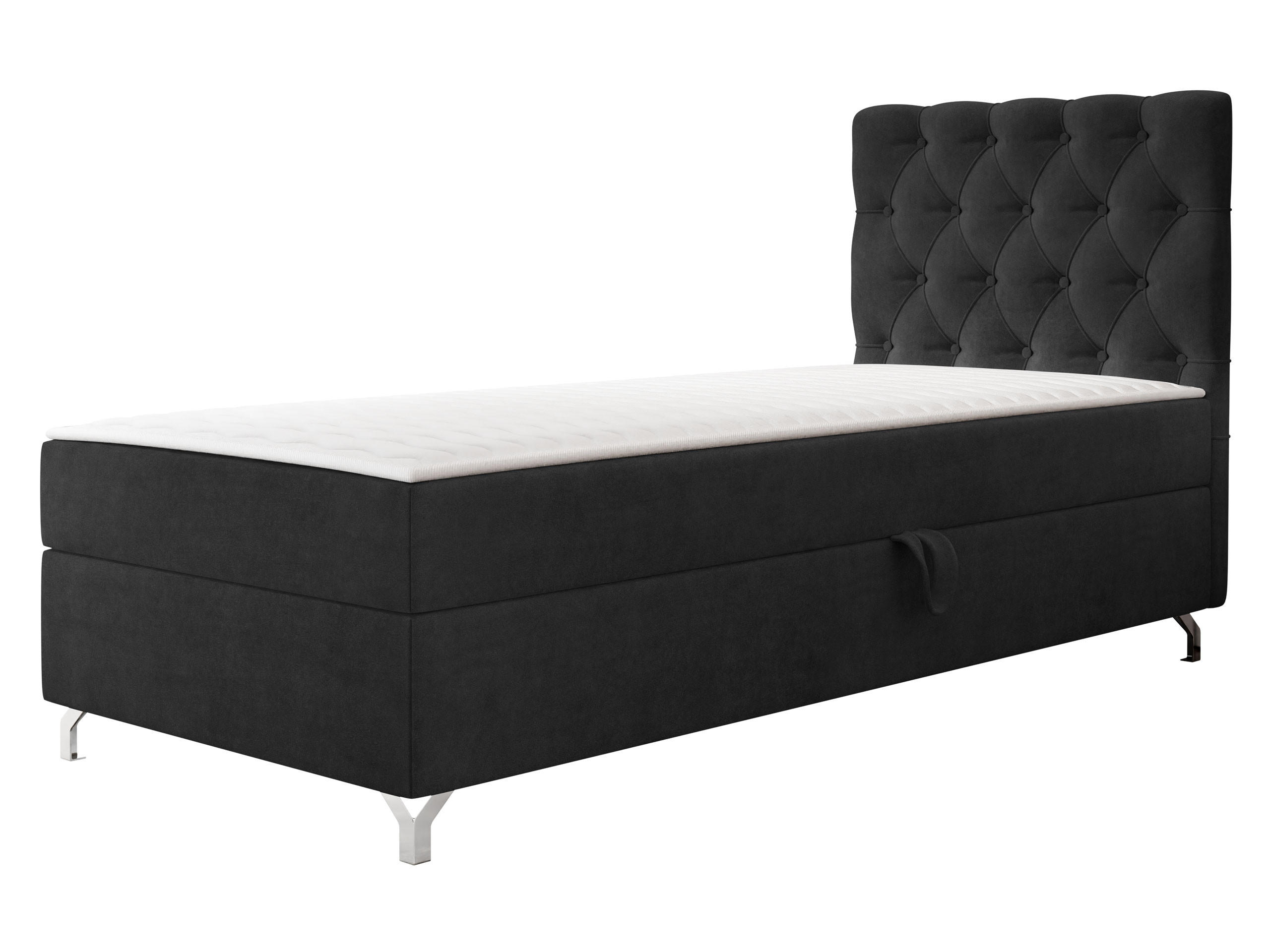 BOXBETT Chester 1, Seite: Rechts - Silberfarben/Schwarz, Holz/Textil (90/200cm) - MIRJAN24