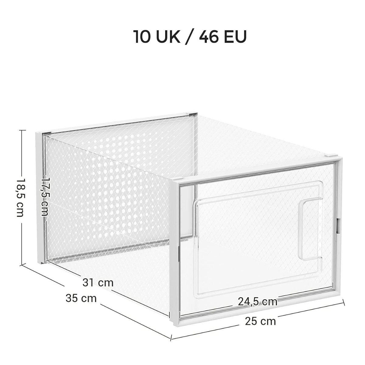SET aus 18 stapelbaren Schuhkartons aus transparentem Kunststoff - Weiß, Kunststoff (25.2/19/35cm) - Calicosy