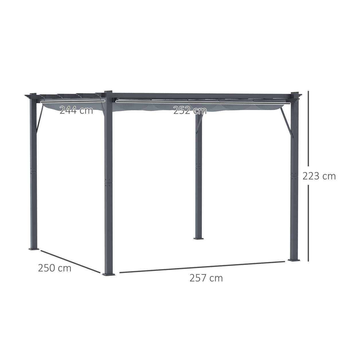 PAVILLON Alu Kohlegrau+Dunkelgrau - Dunkelgrau, Kunststoff/Metall (300/223/300cm) - Outsunny