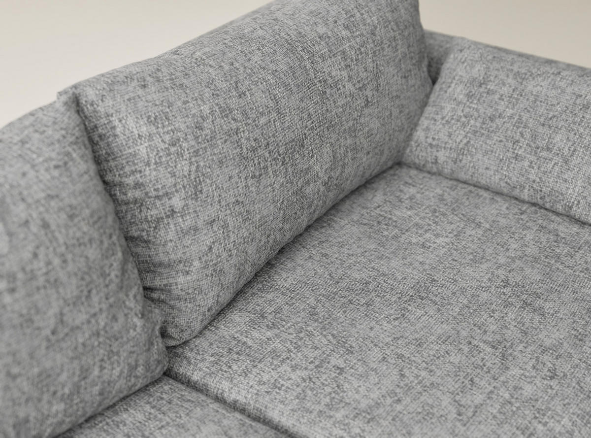 ECKSOFA MIT SCHLAFFUNKTION Leon Grau Chenille-Stoff - Schwarz/Grau, Holz/Holzwerkstoff (148/239cm) - Maison de Reve