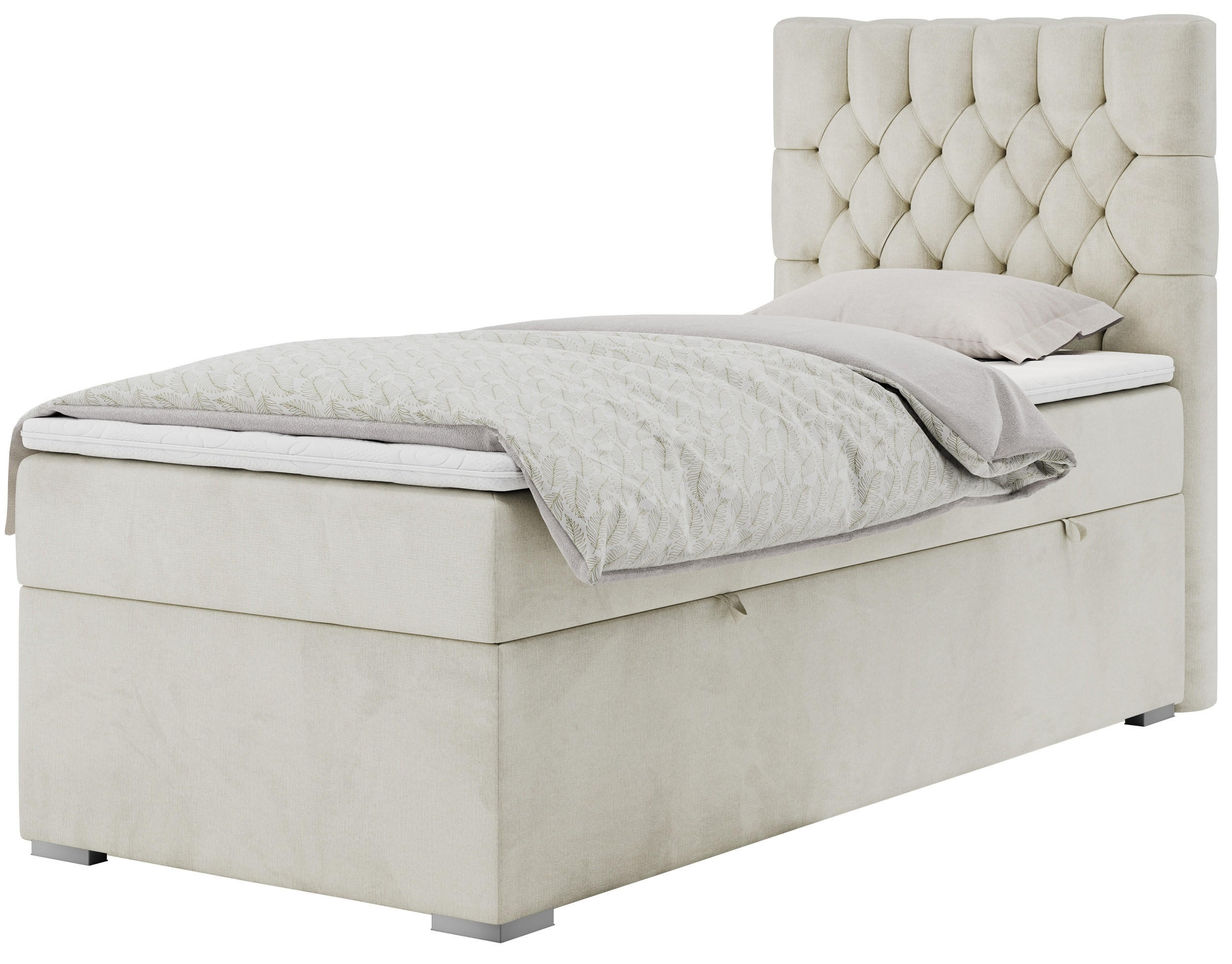 BOXBETT PERA 90/200 Beige Velvet - H4 - Rechts Seite - Beige, Holz/Textil (90/200cm) - MKS