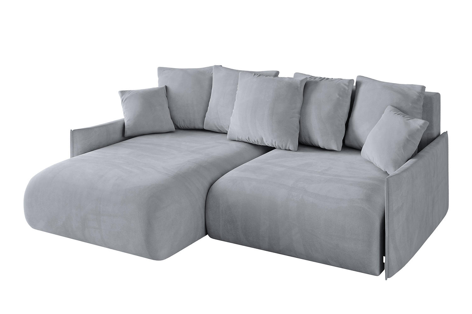 ECKSOFA mit Schlaffunktion und Bettkasten ONESK-L -v1 208x165x40 Hellgrau Velours - Hellgrau, Holzwerkstoff/Kunststoff (208/165cm) - ALTDECOR