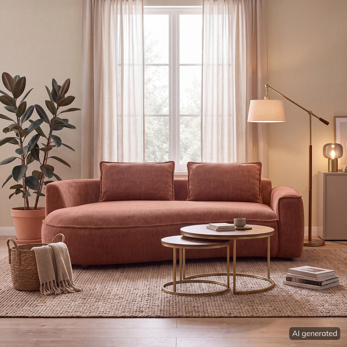 2,5-SITZER SOFA - Beige/Schwarz, Kunststoff/Textil (217/82/146cm) - home24