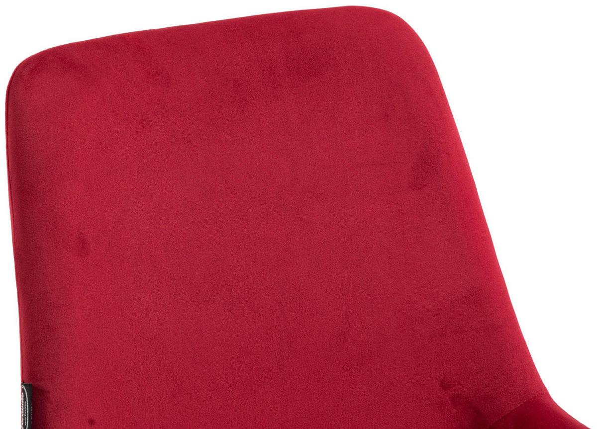 STUHL 4er Set Samt rot - Rot/Schwarz, Textil/Metall (51/80/60cm) - CLP