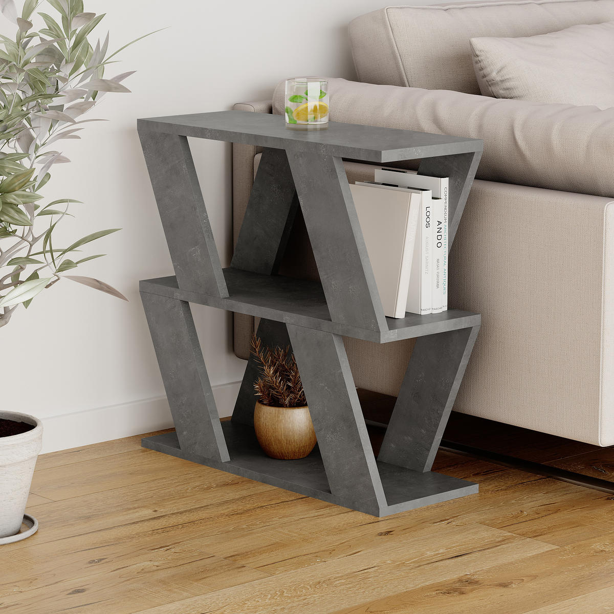 BEISTELLTISCH Lazena Retro-Grau 60/22/55,4 cm - Grau, Holzwerkstoff (22/60/55.4cm) - Decortie
