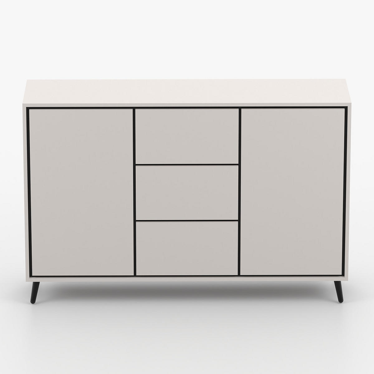 KOMMODE FRESCO 2D3S 90 cm Weiß/Weiß, drei Schubladen, grifflos - Kaschmir, Holzwerkstoff (150/100/40cm) - imoebel24