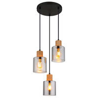 LED HÄNGELEUCHTE Metall, Rauchglas, Schwarz - Schwarz, Holz (30/30/120cm) - Globo Lighting
