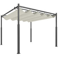 GARTEN-PERGOLA, 3 x 3 m, Ausziehbares Dach und Magnetpad, Outdoor-Baldachin, Garten-Pavillon, UPF30+, Metall, Cremeweiß - Creme, Metall (298/230/298cm)
