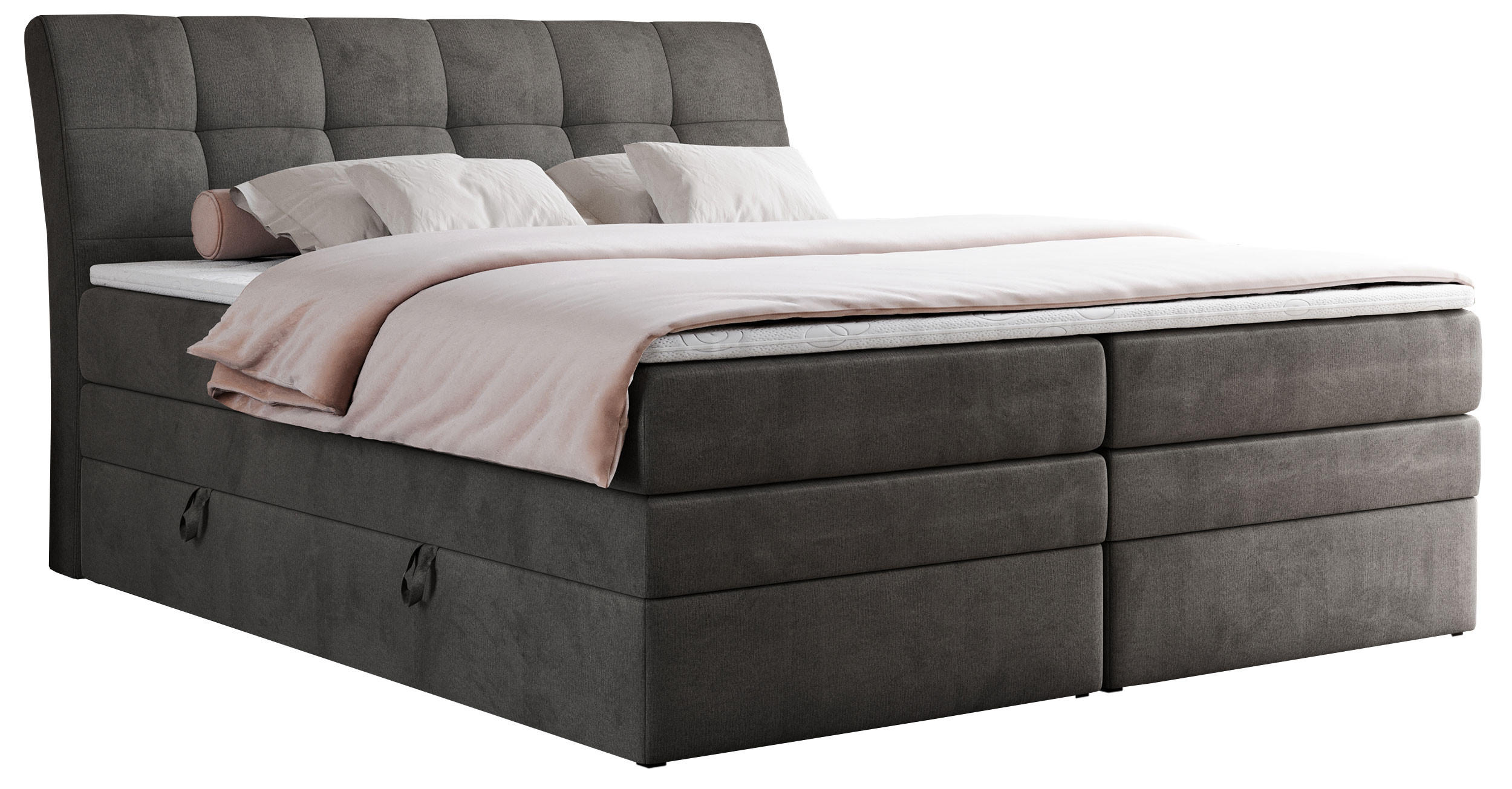 BOXSPRINGBETT GOLD-10 KING 140/200 Dunkelgrau Velvet - H3 - Dunkelgrau, Holz/Textil (140/200cm) - MKS