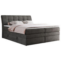 BOXSPRINGBETT GOLD-10 KING 160/200 Dunkelgrau Velvet - H4 - Dunkelgrau, Holz/Textil (160/200cm) - MKS