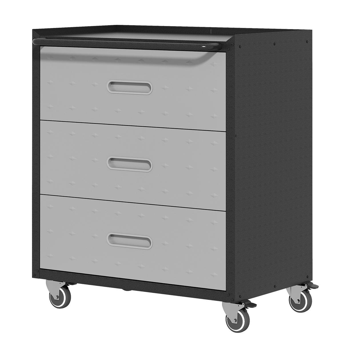 WERKZEUGSCHRANK Metall mit Rollen 3 Schubladen 75x42x88 cm – robust, Werkstattwagen für Garage, Büro & Haushalt, Schwarz/Grau - Schwarz, Metall (42/88.01/75.01cm) - Ej. Life
