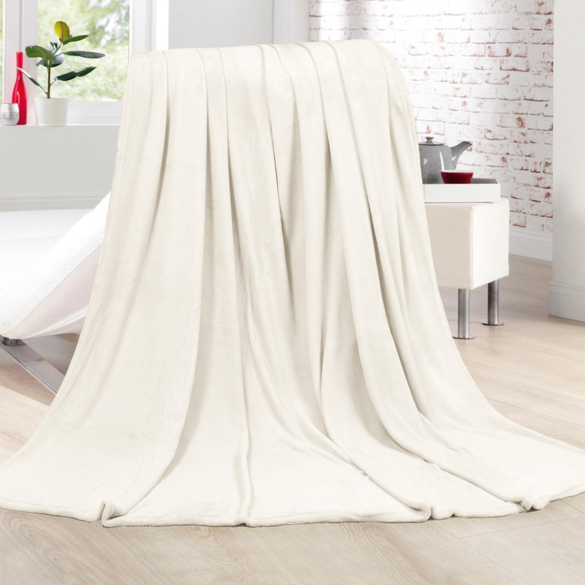 KUSCHELDECKE mit Cashmere Touch 150x200 cm Offwhite - Naturfarben, Textil (150/200cm)