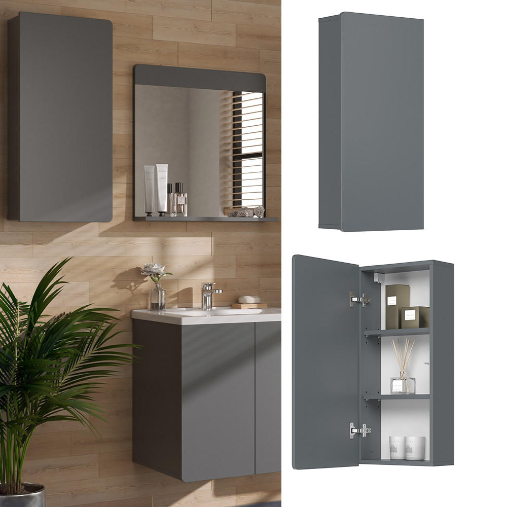 BADSCHRANK Izan Grau 36.6 x 76.6 cm - Grau, Holzwerkstoff (36.6/76.6/15.6cm) - Vicco