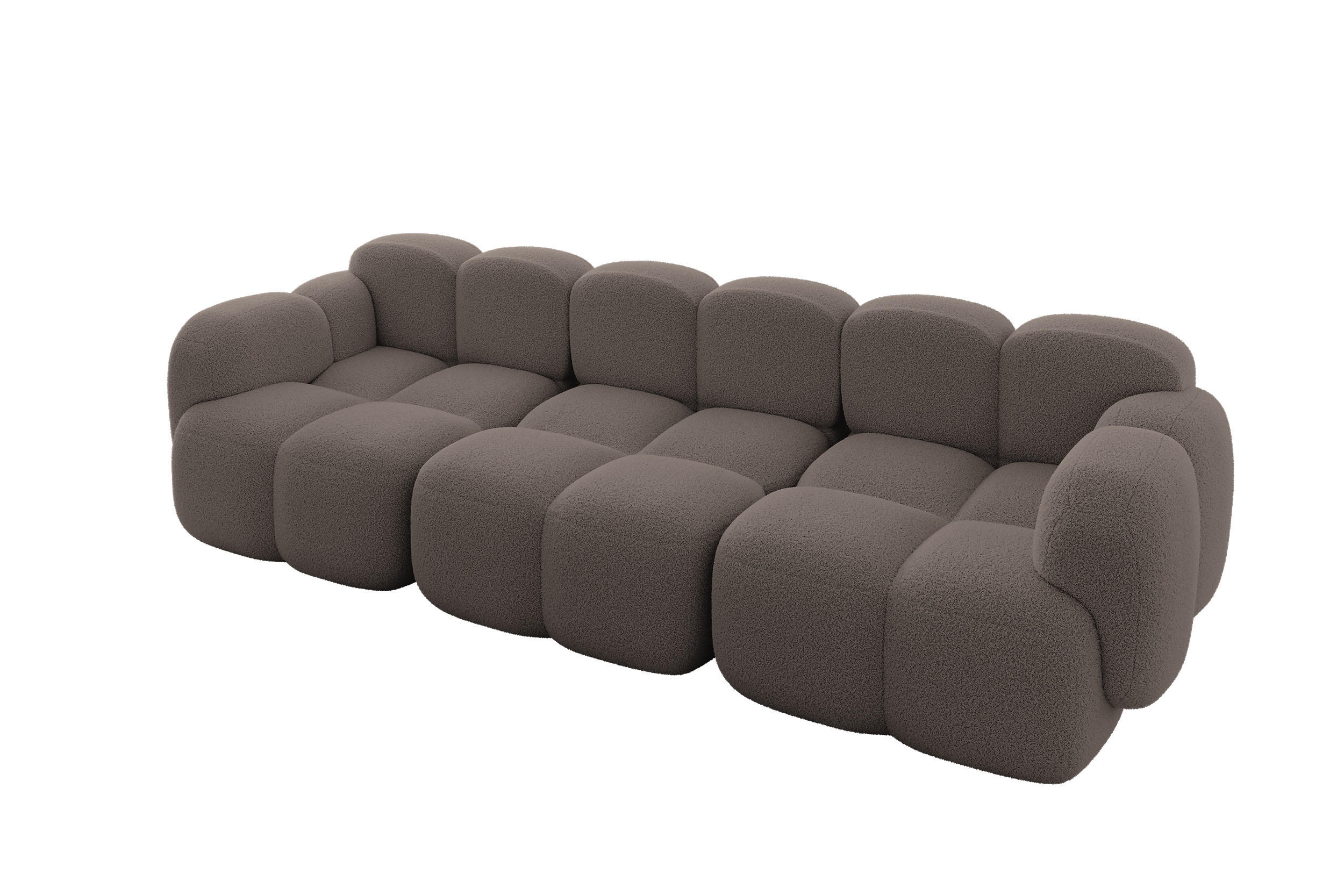 3-SITZER modulares Sofa Miko-S2 300x118x75 cm Braun Bouclé - Dunkelbraun/Schwarz, Holzwerkstoff/Kunststoff (300/75/118cm) - ALTDECOR