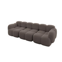 3-SITZER modulares Sofa Miko-S2 300x118x75 cm Braun Bouclé - Dunkelbraun/Schwarz, Holzwerkstoff/Kunststoff (300/75/118cm) - ALTDECOR