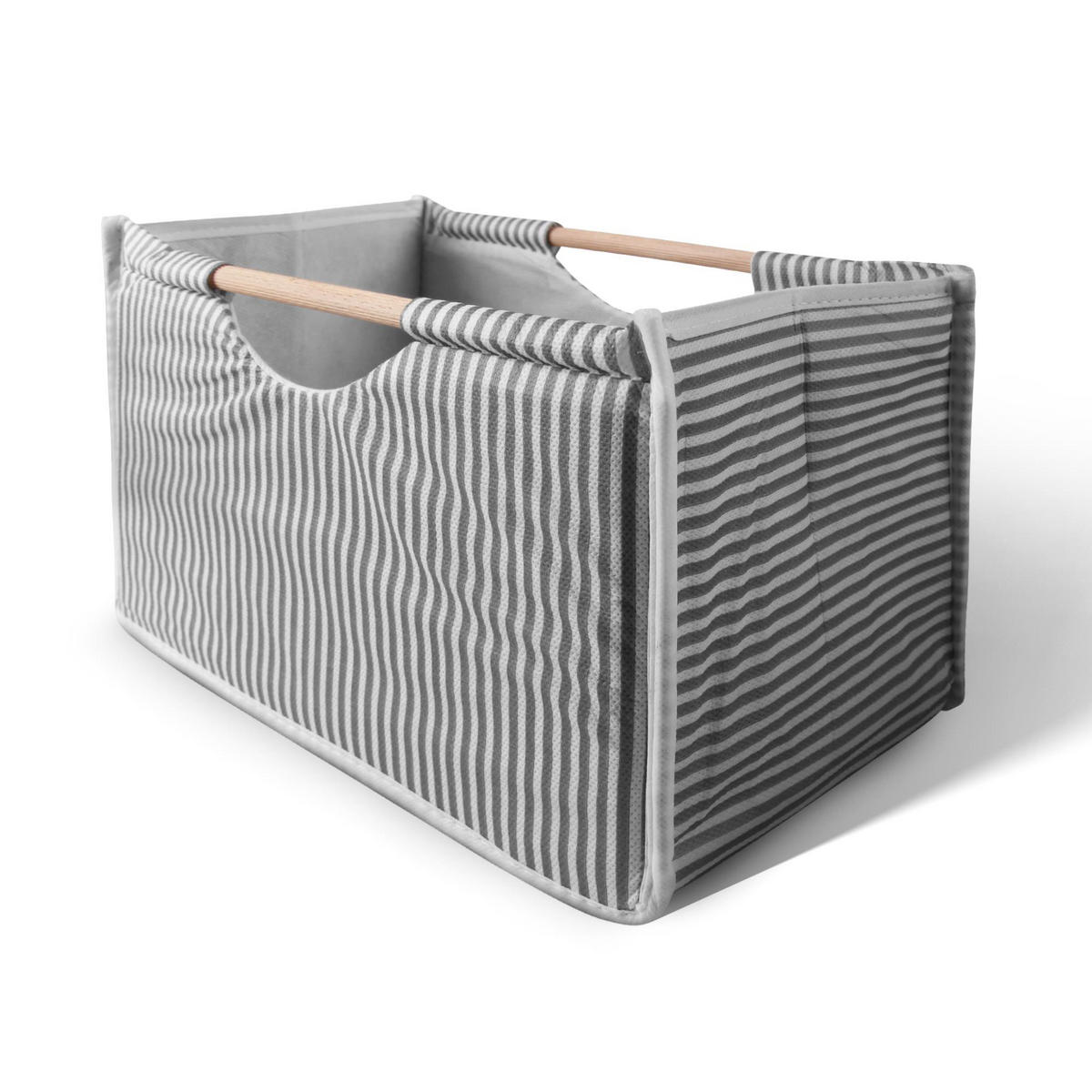 AUFBEWAHRUNGSBOX Stoff mit Holzgriffen faltbar 32x17x18 cm - Grau, Textil (17/18/32cm) - Bestlivings