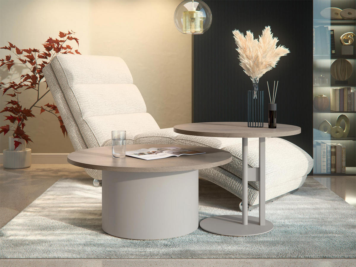 COUCHTISCH-SET Monar Cashmere - Kaschmir/Eichefarben, Holzwerkstoff/Metall (58/58/45cm) - MIRJAN24