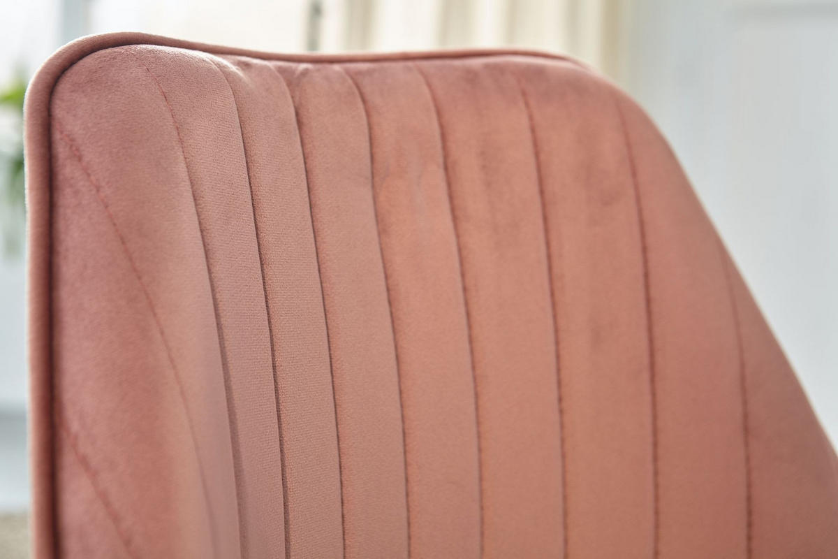 DREHSTUHL Samt mit Höhenverstellung, Eisenfuß und 360° Drehfunktion TANARO, Rosa - Pink/Goldfarben, Textil/Metall (60/100/60cm) - KADIMA DESIGN