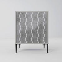 SIDEBOARD WAVES OF CONCRETE, Grau, 57,5x42x72,5 cm, Schwarze Metallfüße - Multicolor/Schwarz, Holzwerkstoff/Metall (57.5/72.5/42cm) - SpaceRebels