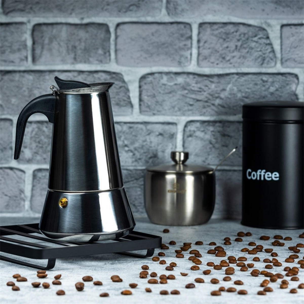 ESPRESSOKOCHER Silber 8/8/19 cm KH1045 - Silberfarben, Metall (8/19/8cm) - Kinghoff 