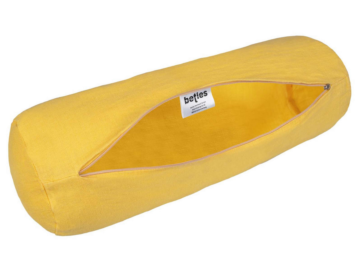 NACKENROLLENBEZUG reines Leinen zitronen-gelb 40/15 cm - Gelb, Naturmaterialien (15/40cm) - beties Heimtextil