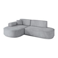 ECKSOFA Ottomane Links MARI-L1-v3 - 243x171x83 cm Grau Velours - Schwarz/Grau, Holzwerkstoff/Kunststoff (243/171cm) - ALTDECOR