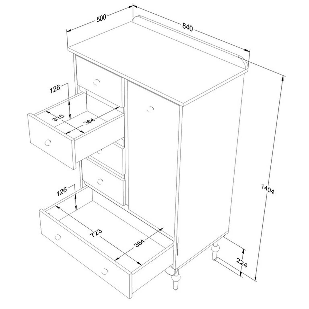 DĚTSKÁ KOMODA Babushka Rose - růžová, kompozitní dřevo (84/140/50cm) - Petits-meubles