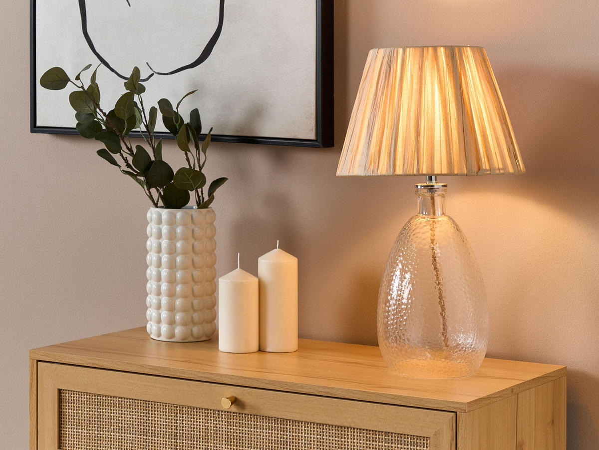 TISCHLAMPE Blanco 30/30/54 cm - Naturfarben, Glas (30/30/54cm) - Beliani