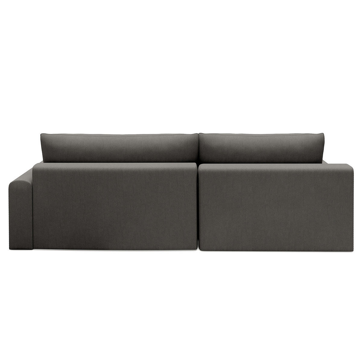 ECKSOFA mit Schlaffunktion - Longchair - Dunkelgrau/Schwarz, Kunststoff/Textil (253/167cm) - home24