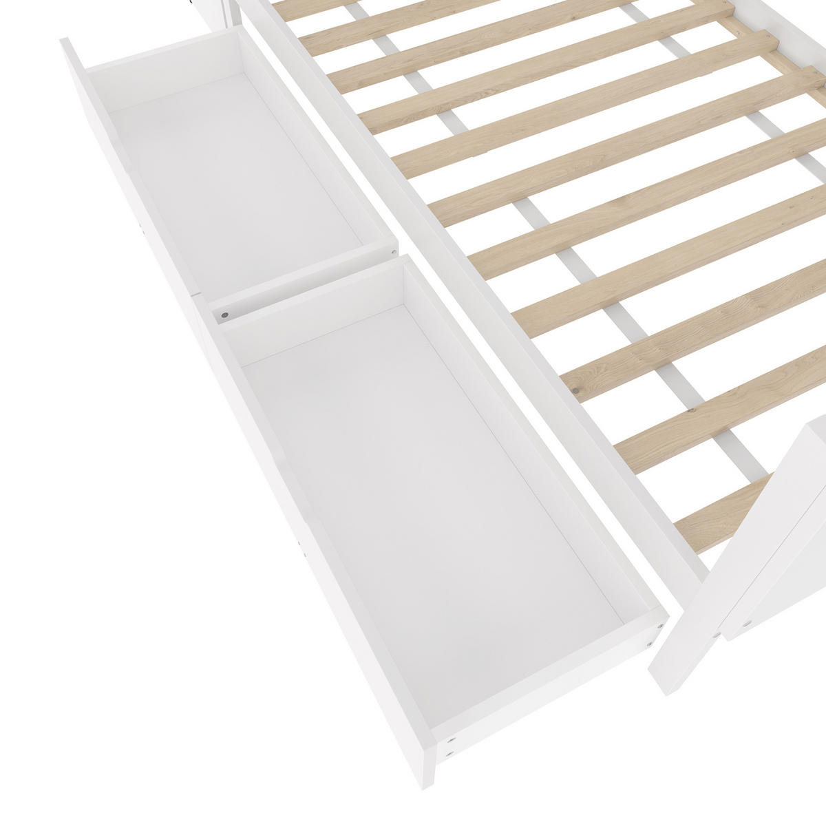 RAHMENBETT Flachbett 90/200 cm weiß mit Schreibtisch und 2 Schubladen - Weiß, Holz (90/200cm) - OKWISH