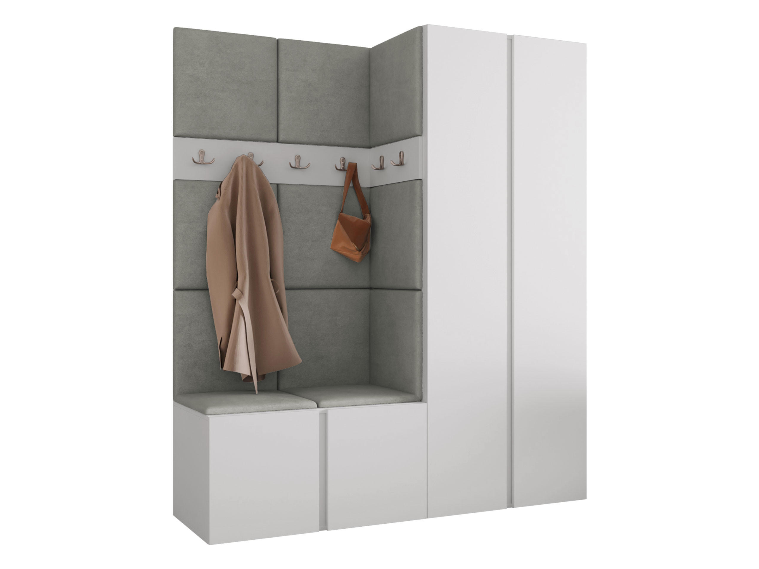 GARDEROBEN-SET Orion III - Weiß/Grau, Holzwerkstoff/Kunststoff (158/186/46cm) - MIRJAN24