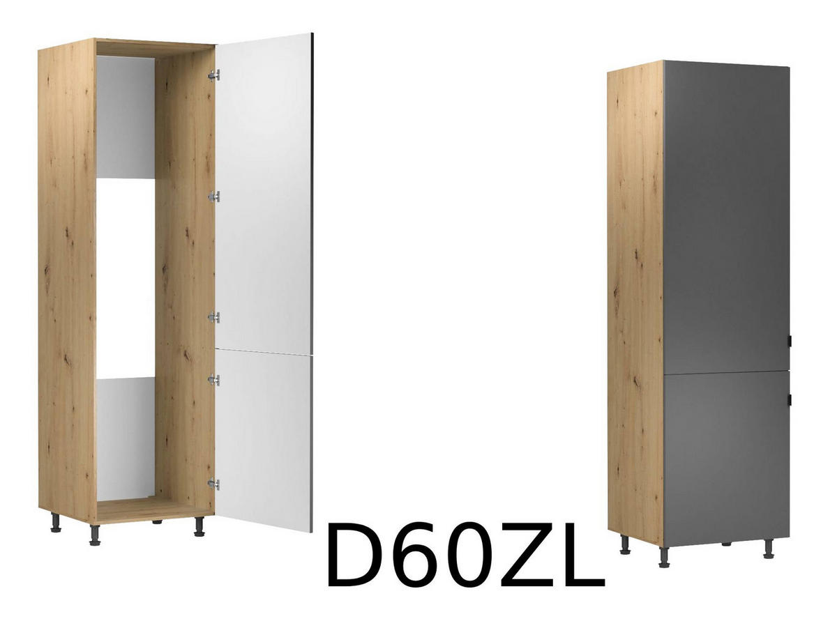 KÜCHENZEILE 360 - Langen KL3-M360 in Grau/Matt - Schwarz/Grau, Holz (360/248/58cm)