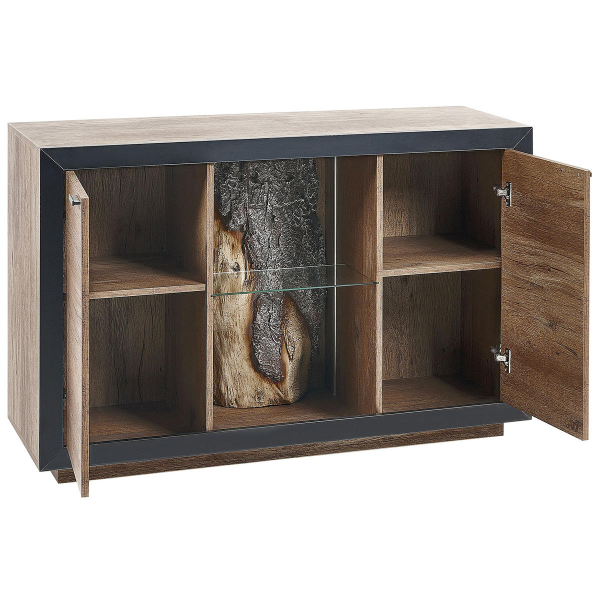 SCHRANK Braun/Schwarz Marana - Schwarz, Holzwerkstoff (120/75/42cm) - Beliani