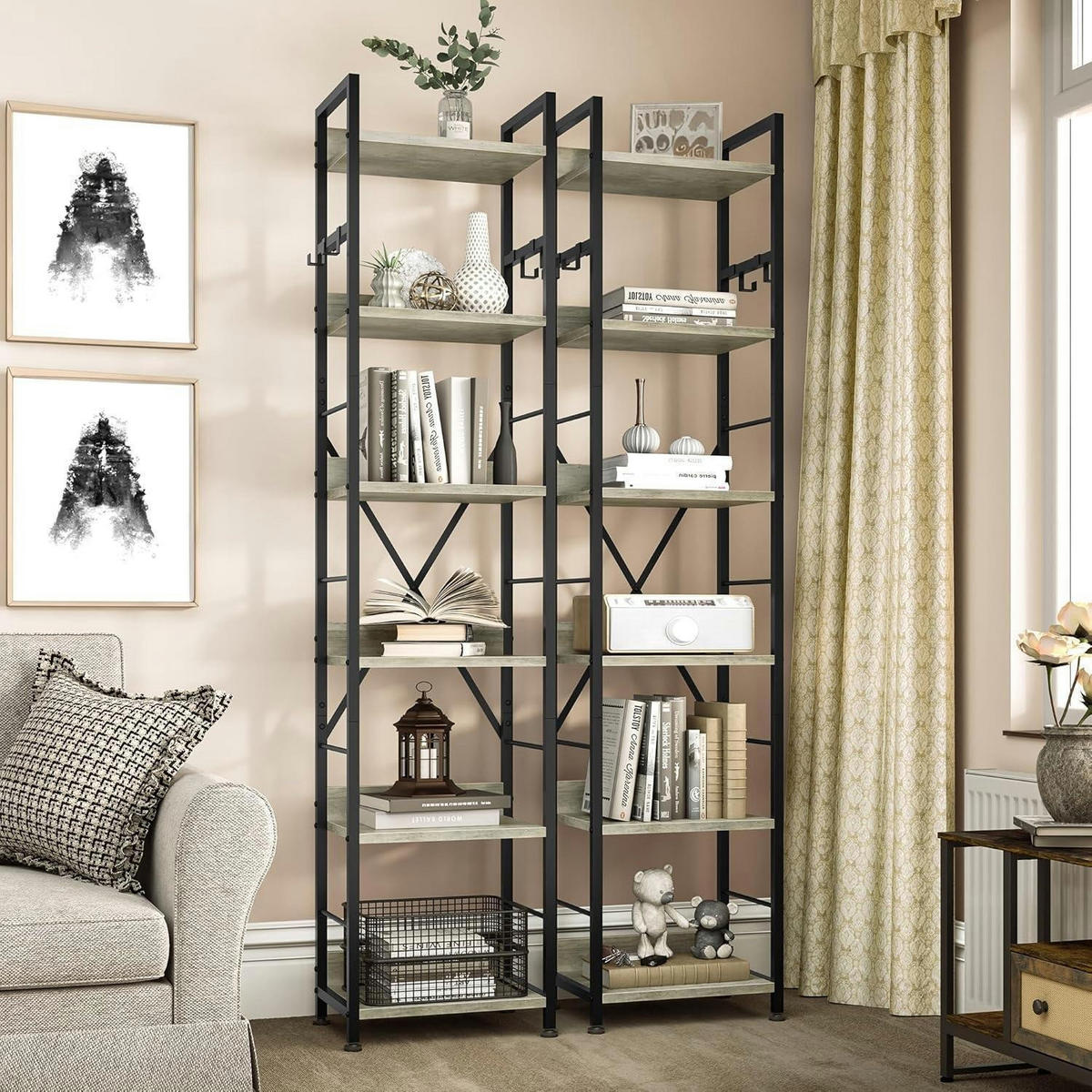 BÜCHERREGAL mit 6 Ebenen 30 x 40 x 180 cm Grau - Grau, Holzwerkstoff (40/183/30cm)