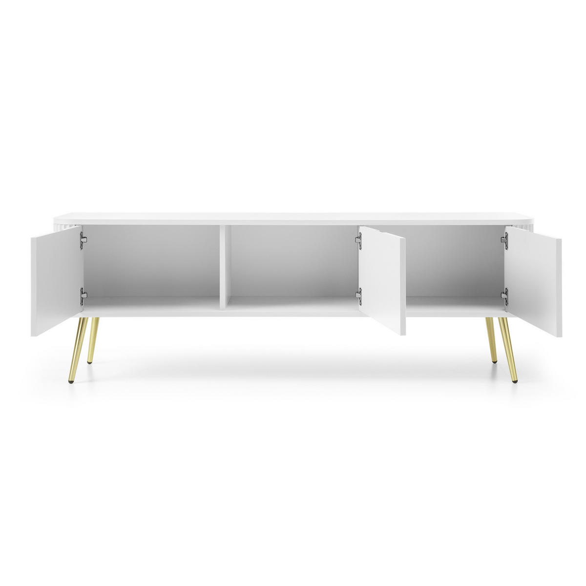 LOWBOARD ZENZERO 168x39x57 cm mit 3 Türen Weiß - Goldfarben/Weiß, Holzwerkstoff (168/57/39cm) - MASSENO