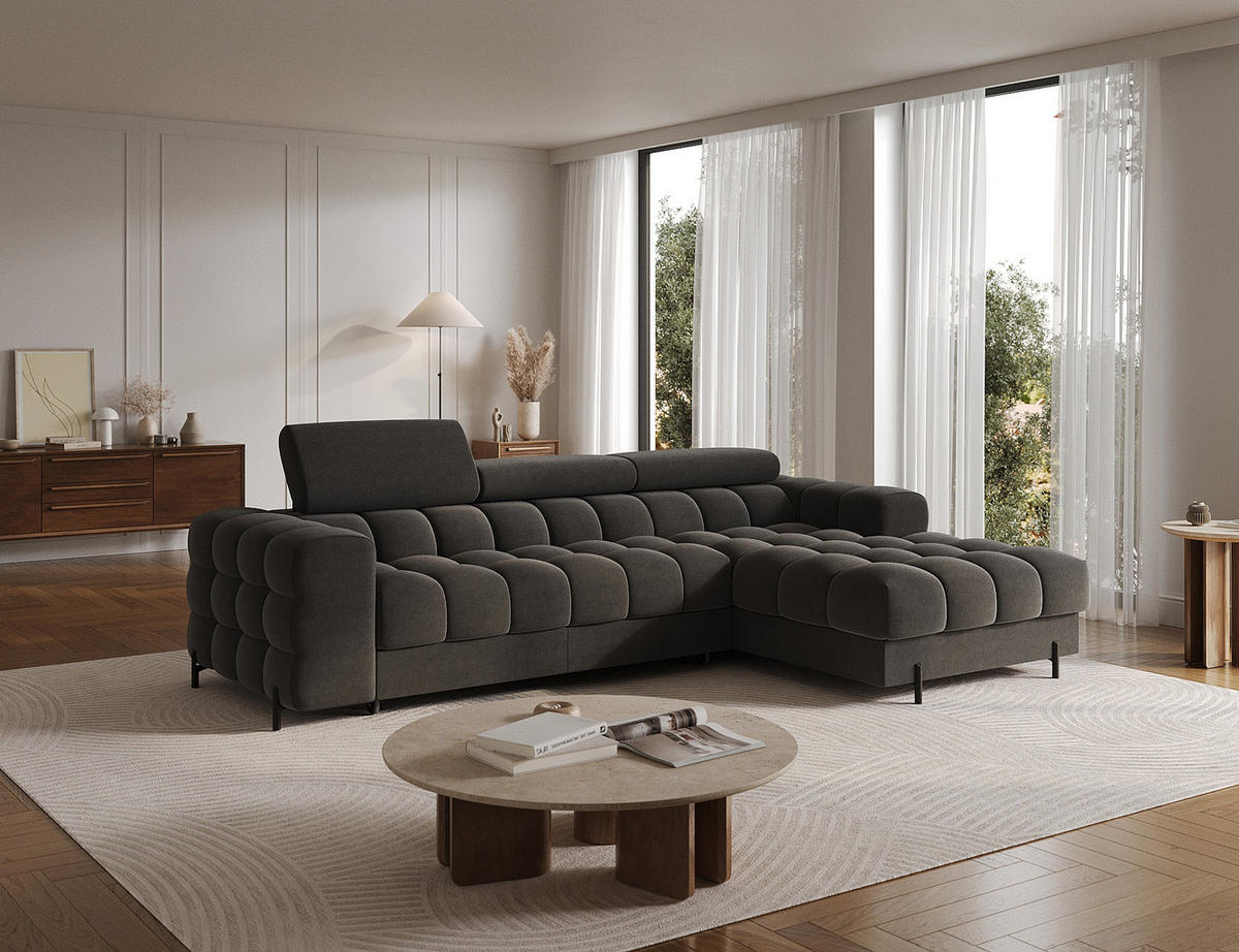 ECKSOFA FELRO mit Schlaffunktion, Bettkasten & verstellbaren Kopfstützen – Modernes Premium-Ecksofa in L-Form - Anthrazit, Kunststoff (181/285cm) - Wohnideebilder