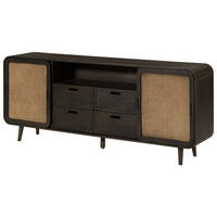 SIDEBOARD Mango 200x40x80 dunkelgrau lackiert VALENCIA #220 - Grau, Holz (200/80/40cm) - Massivmoebel24
