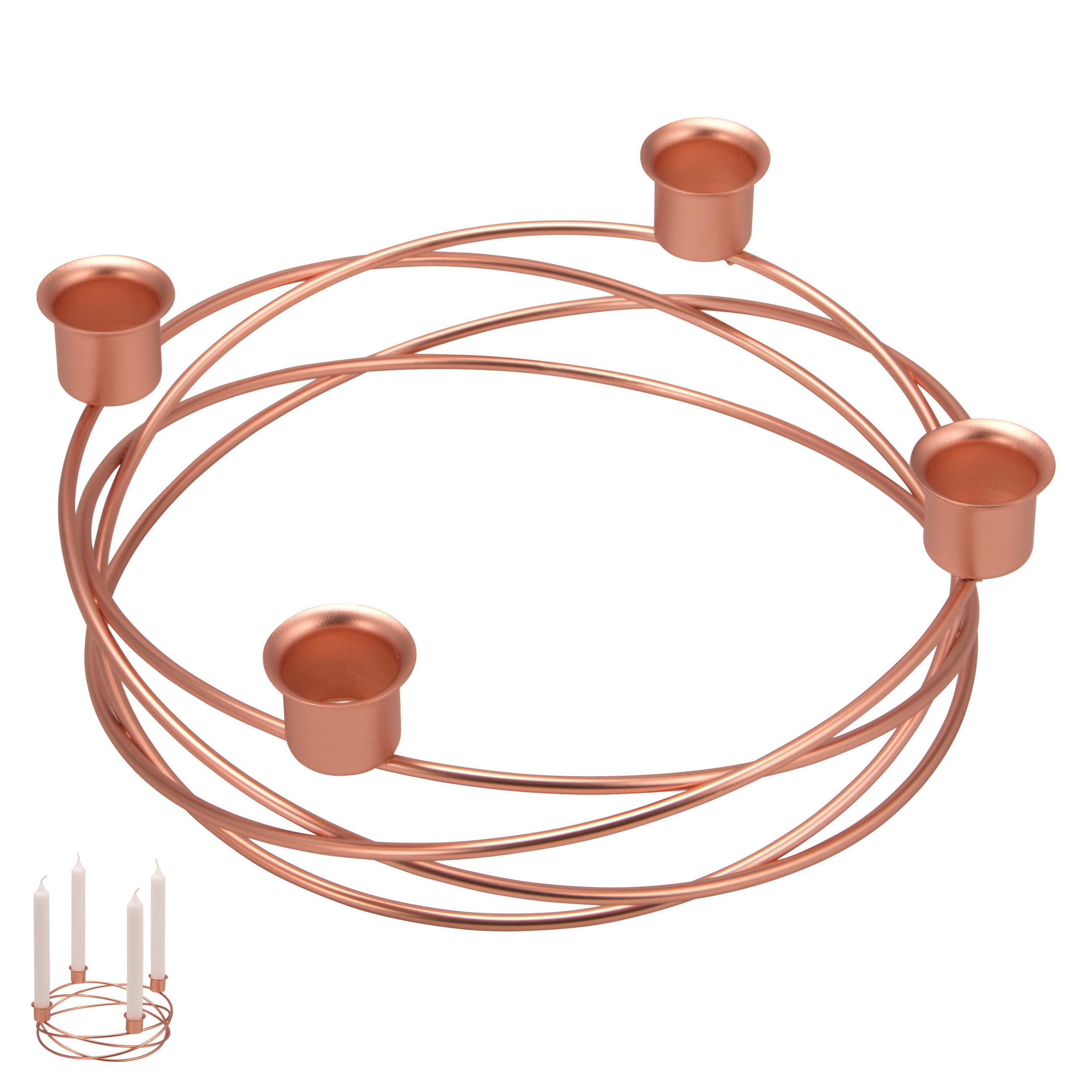 KERZENHALTER, Rosa, Metall - Roségold, Metall (22/6.7/22cm) - bremermann