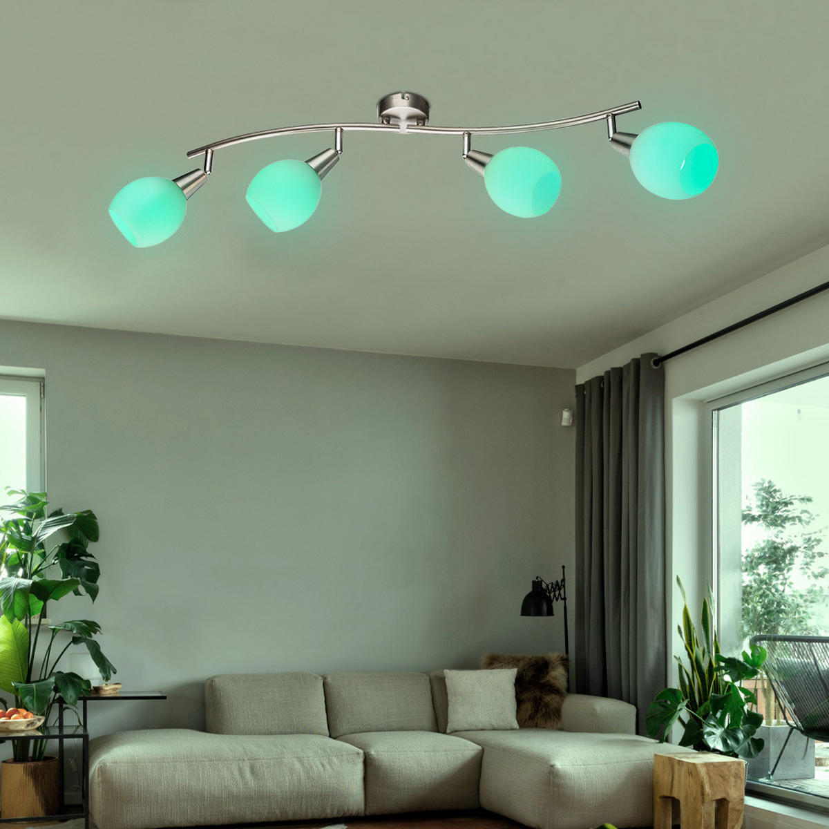 LED DECKENLEUCHTE Elliott Silber Metall Glas - Silberfarben, Glas (70/31.5/23cm) - Globo Lighting