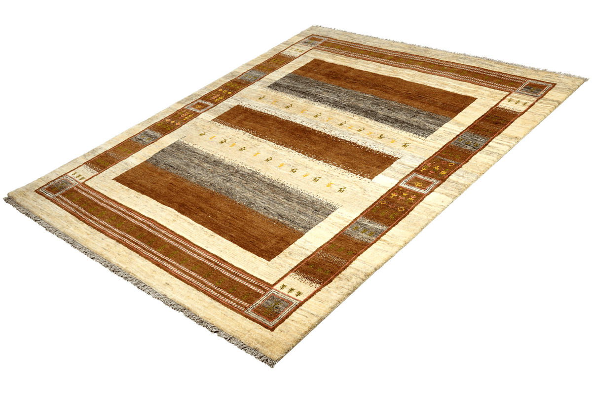 GABBEH-TEPPICH handgeknüpft Rizbaf Braun 240/174 cm Schurwolle - Braun, Textil (174/240cm) - Looma