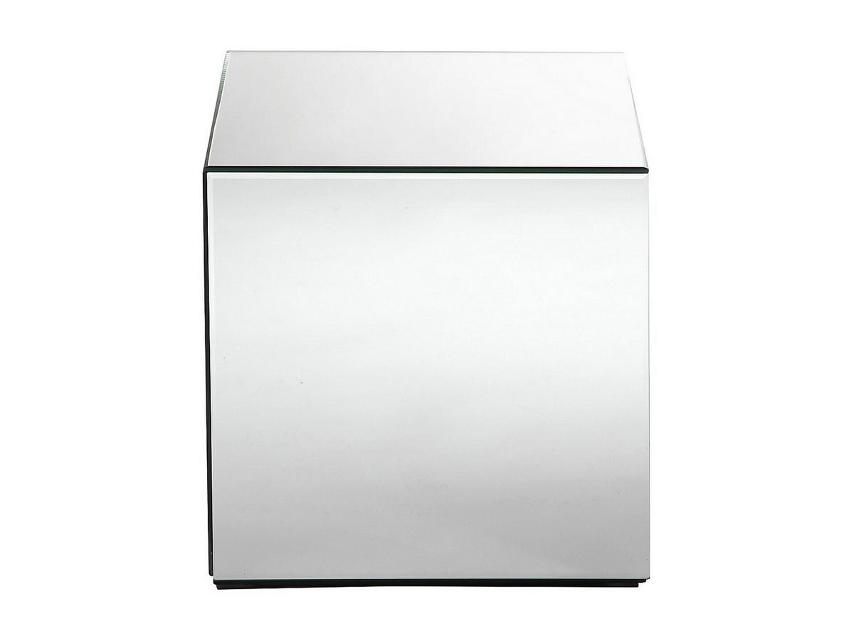 BEISTELLTISCH - 35cm x 35cm - MDF - silberfarben - CUBIX - Silberfarben, Glas (35/35/35cm) - Vente-Unique