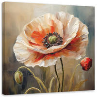 WANDBILD mohnblume natur - Beige, Textil (50/50cm) - Feeby