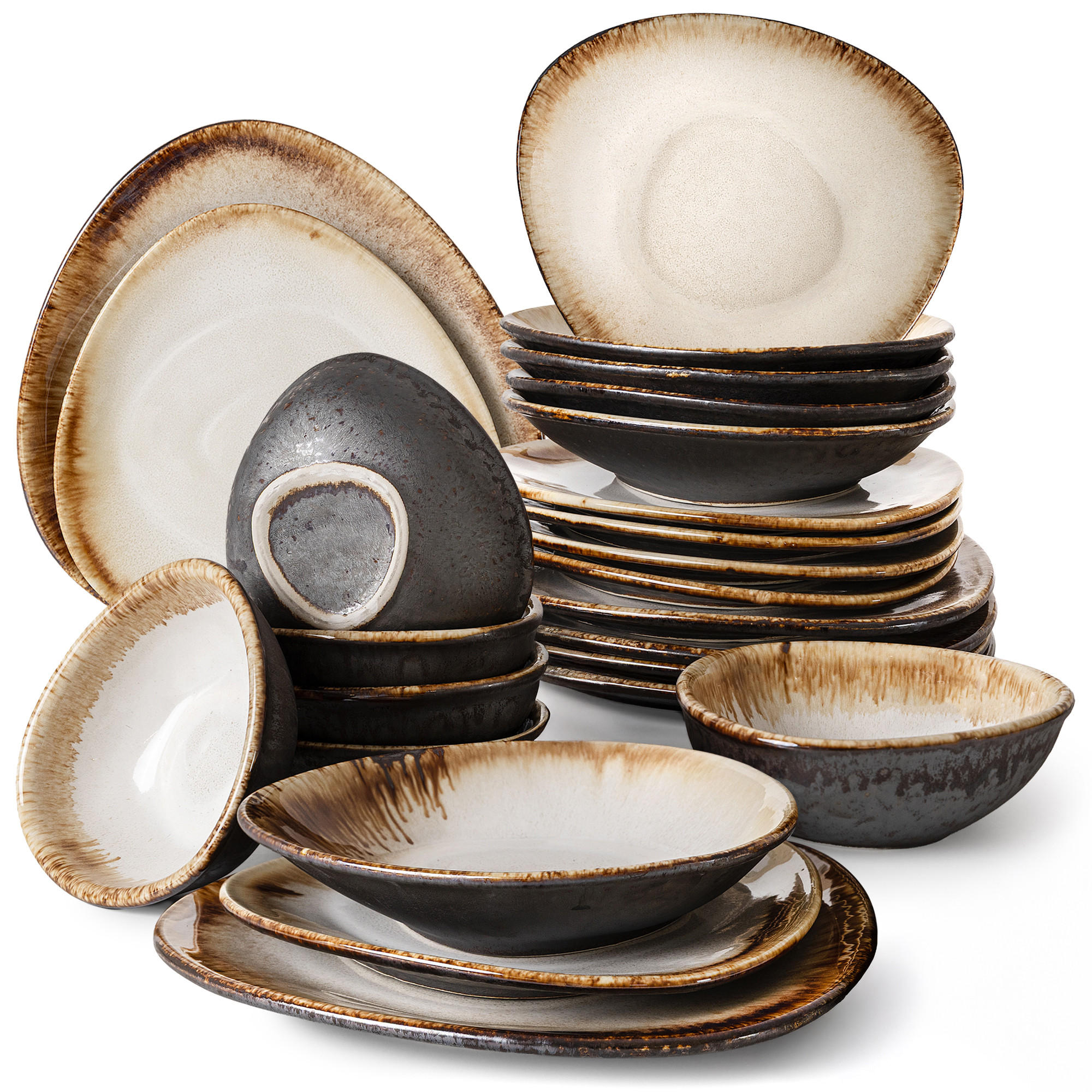 GESCHIRRSET PRIMA, 6-Personen, 24-tlg, Hellbeige - Beige, Keramik (30/2.4/28cm) - KONSIMO®