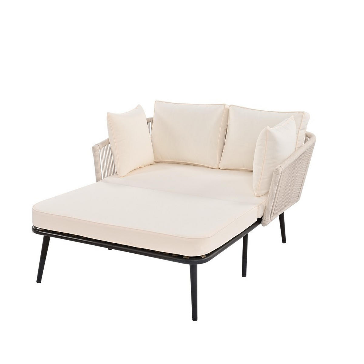 LOUNGESOFA mit 2 Kissen und 2 Polster，Beige - Beige, Textil (130/67/120cm) - KOMHTOM