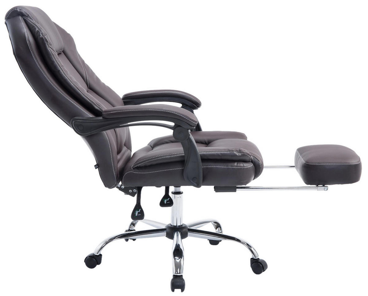 CHEFSESSEL Lederlook Braun - Chromfarben/Braun, Textil/Metall (67/114/64cm) - CLP